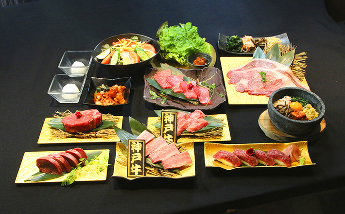 Careful selected Kobe beef and seafood course