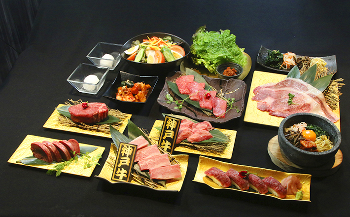 High quality domestic beef and choice Kobe beef course
